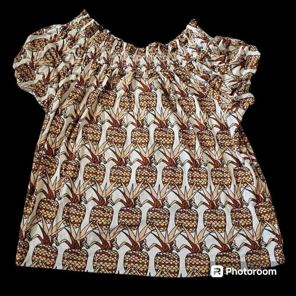 Anthropologie Porridge Printed Bow-Back Top Pineapple Multicolor Size M - Picture 4 of 9
